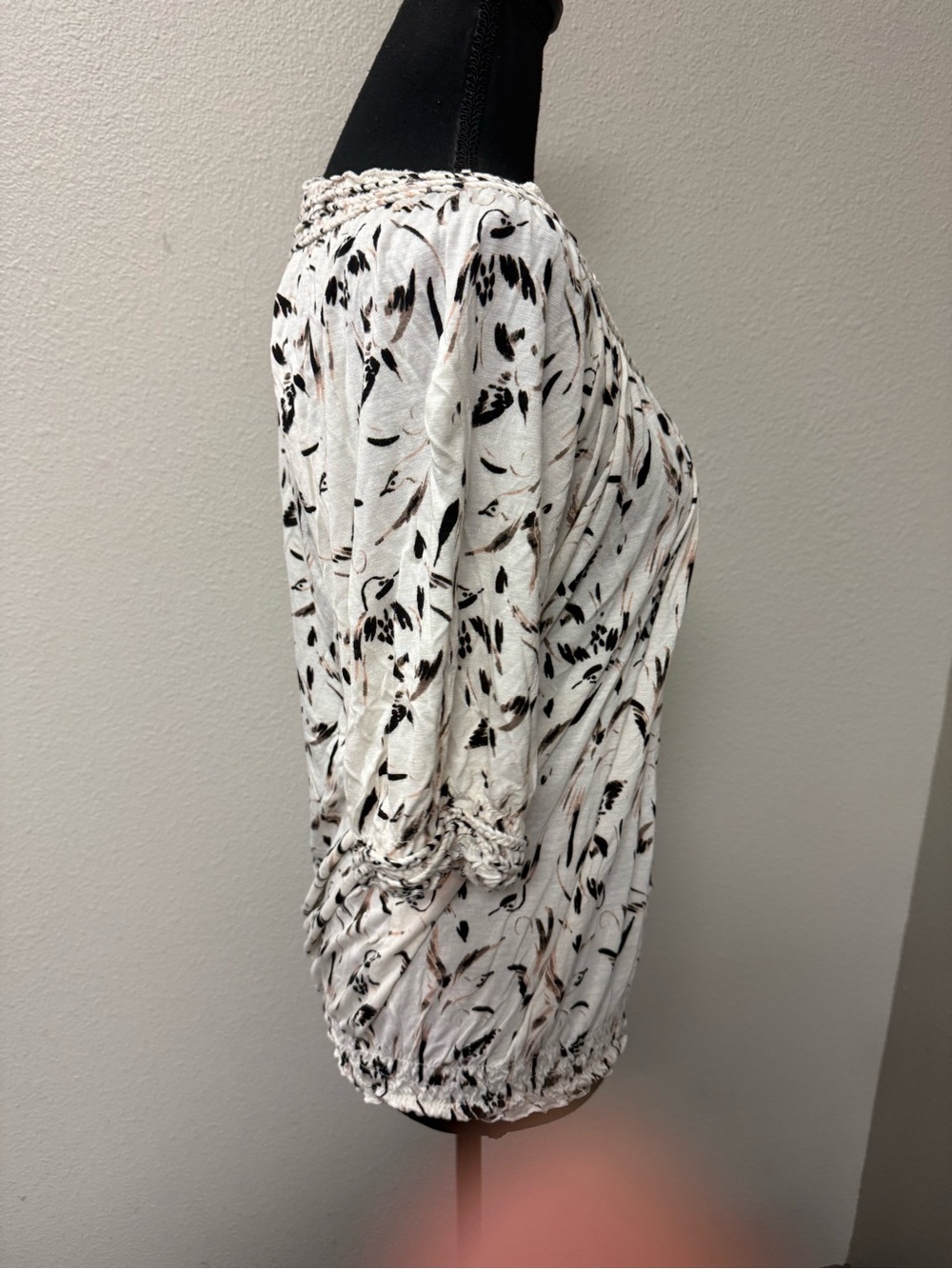 American Rag 2X Boho Peasant Top Cream Floral Off Shoulder Cottagecore - Picture 6 of 9